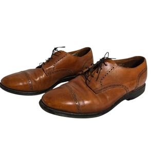 Allen‎ Edmonds Benton Oxford Leather Lace Up Shoes Brown Vibram Soles Size 12 D